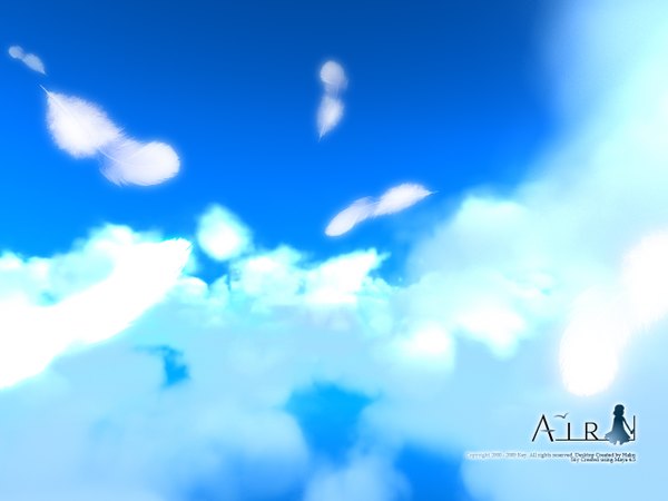 Anime picture 1280x960 with air key (studio) sky cloud (clouds) visualart feather (feathers)