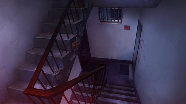 Anime picture 1280x720 with unodu wide image no people window stairs