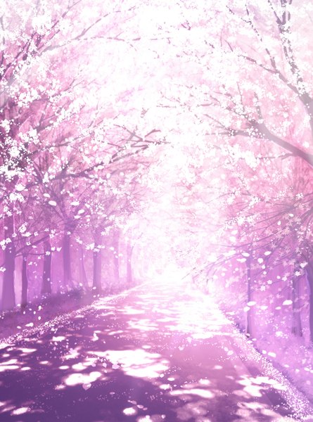 Anime picture 3041x4096 with original skyrick9413 tall image highres absurdres sunlight cherry blossoms no people scenic spring plant (plants) petals tree (trees)