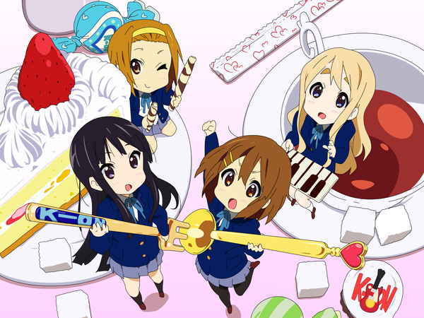 Anime picture 1600x1200 with k-on! kyoto animation akiyama mio hirasawa yui kotobuki tsumugi tainaka ritsu chibi