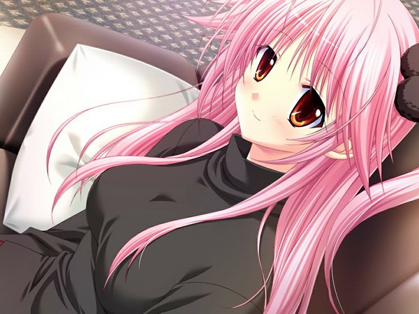 Anime picture 1024x768 with prima stella long hair red eyes pink hair game cg girl
