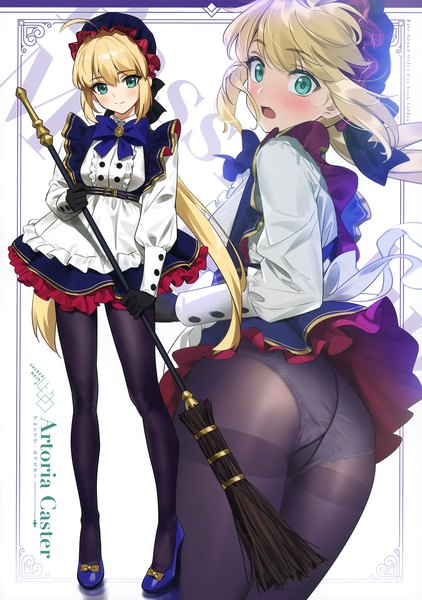 Anime picture 2534x3600 with fate (series) fate/grand order artoria pendragon (all) artoria caster (fate) yd (orange maru) tall image looking at viewer blush fringe highres short hair open mouth light erotic simple background blonde hair hair between eyes standing white background holding green eyes