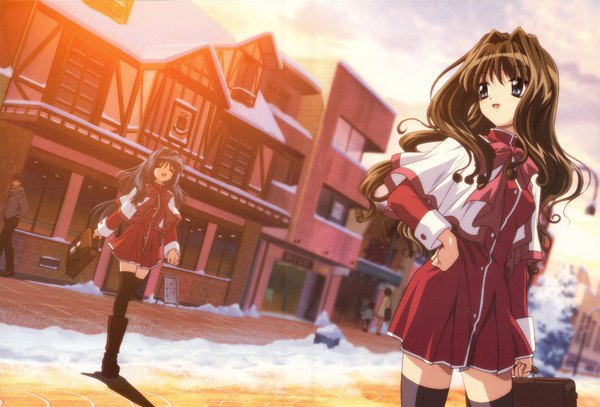 Anime picture 1606x1090 with kanon key (studio) minase nayuki misaka kaori girl