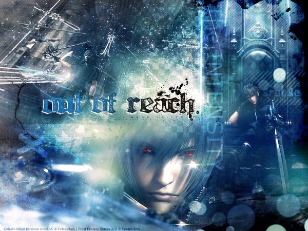 Anime picture 1024x768 with final fantasy final fantasy versus xiii square enix noctis lucis caelum red eyes sword
