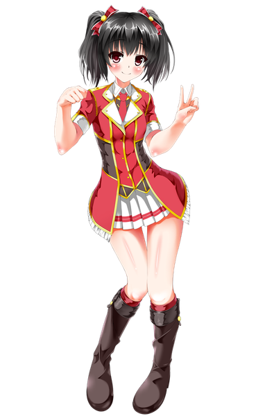 Anime picture 700x1100 with love live! school idol project sunrise (studio) love live! yazawa nico jingangshi single tall image looking at viewer blush short hair black hair smile red eyes twintails full body short twintails victory transparent background girl dress