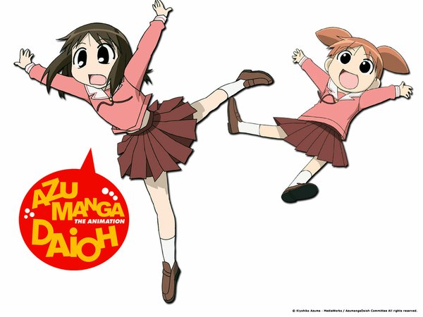 Anime picture 1024x768 with azumanga daioh j.c. staff kasuga ayumu mihama chiyo girl