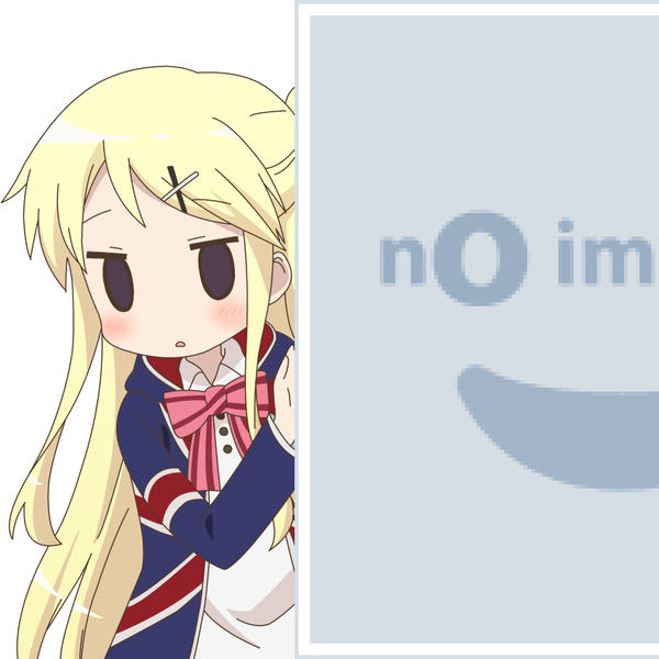 Anime picture 850x850 with kin-iro mosaic pixiv kujou karen mugen ouka single long hair blush simple background blonde hair white background payot looking away parted lips black eyes vector no image girl uniform school uniform bobby pin