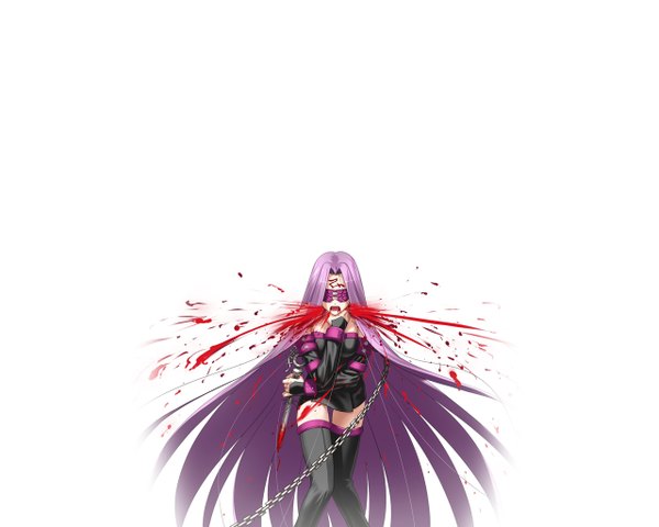 Anime picture 1280x1024 with fate (series) fate/stay night studio deen type-moon rider white background blood