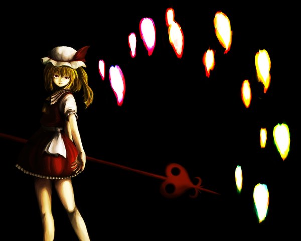 Anime picture 1280x1024 with touhou flandre scarlet black background girl tagme