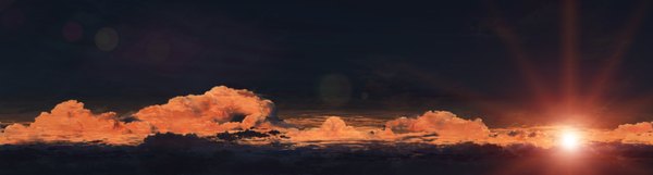 Anime picture 3072x826 with original hatsuame syoka highres wide image sky cloud (clouds) evening sunset horizon landscape sun