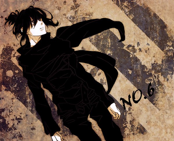 Anime picture 1189x965 with no.6 studio bones nezumi (no.6) short hair black hair black eyes boy jacket scarf