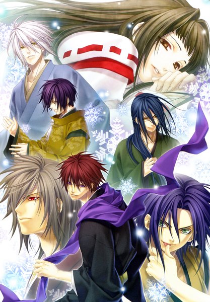 Anime picture 4334x6231 with hiiro no kakera yuuichi komura kasuga tamaki onizaki takuma mahiro atori inukai shinji kutani ryou suguru oomi tall image highres short hair open mouth blue eyes black hair blonde hair red eyes brown hair purple eyes brown eyes green eyes