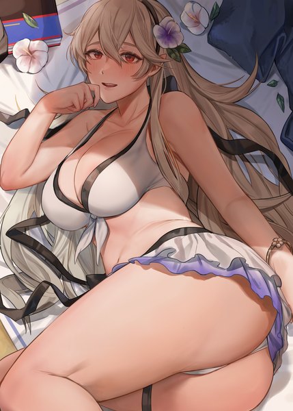 Anime picture 2500x3500 with fire emblem fire emblem heroes fire emblem fates nintendo corrin (fire emblem) corrin (female) (fire emblem) muunai single long hair tall image looking at viewer blush fringe highres breasts open mouth light erotic blonde hair hair between eyes red eyes