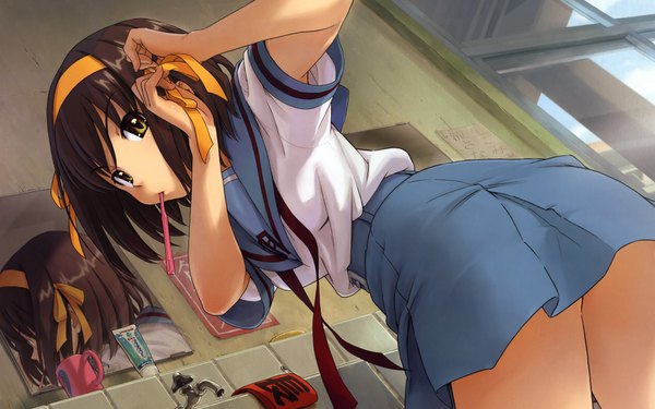 Anime picture 1920x1200 with suzumiya haruhi no yuutsu kyoto animation suzumiya haruhi naruko hanaharu highres wide image girl serafuku