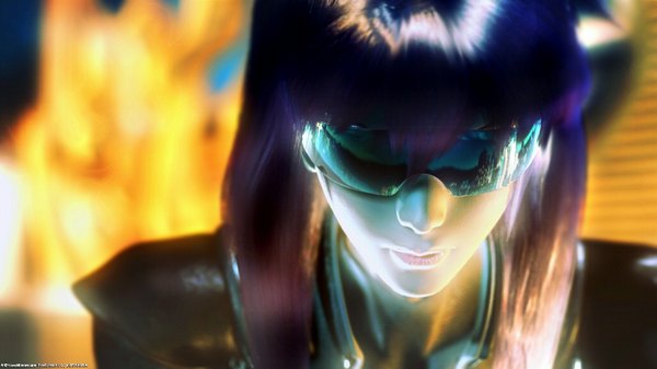 Anime picture 1024x576 with ghost in the shell production i.g kusanagi motoko wide image realistic 3d head mounted display
