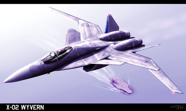 Anime picture 1500x900 with ace combat zephyr164 wide image signed sky flying pilot weapon airplane jet