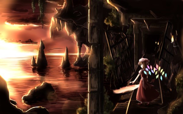 Anime picture 1600x1000 with touhou flandre scarlet wide image girl