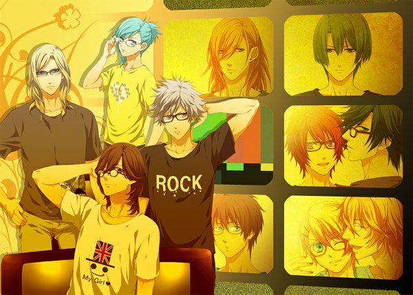 Anime picture 850x608 with uta no prince-sama a-1 pictures jinguji ren hijirikawa masato ichinose tokiya ittoki otoya kurusu shou shinomiya natsuki mikaze ai kurosaki ranmaru kotobuki reiji camus aijima cecil poponpo (artist) long hair looking at viewer short hair blue eyes black hair blonde hair