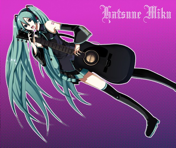 Аниме картинка 1900x1600 с вокалоид хацунэ мику harano высокое разрешение девушка гитара