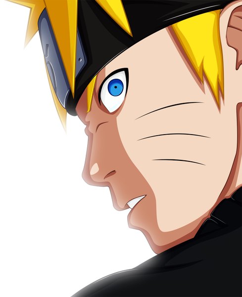 Anime picture 1410x1728 with naruto studio pierrot naruto (series) uzumaki naruto molyneux93 single tall image short hair blue eyes blonde hair white background looking back coloring facial mark close-up face whisker markings angry jinchuriki boy