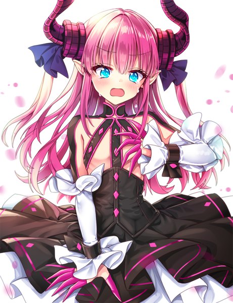 Anime picture 639x831 with fate (series) fate/grand order fate/extra fate/extra ccc elizabeth bathory (fate) (all) elizabeth bathory (fate) uchuu gorira single long hair tall image looking at viewer blush fringe open mouth light erotic simple background hair between eyes standing white background pink hair