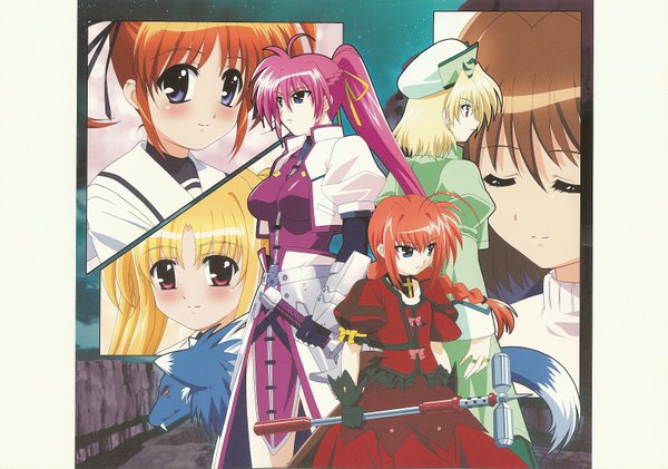 Anime picture 1600x1125 with mahou shoujo lyrical nanoha fate testarossa takamachi nanoha yagami hayate signum vita shamal zafira girl