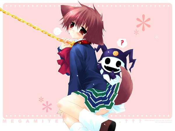 Anime picture 1280x960 with pure pure hinata sakurazawa izumi dog girl girl skirt chain collar