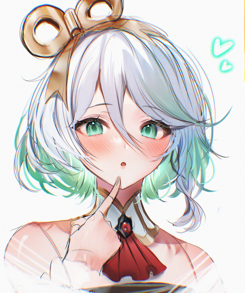 Anime picture 2671x3185 with virtual youtuber hololive hololive english cecilia immergreen maruccy single tall image looking at viewer blush fringe highres short hair simple background hair between eyes white background green eyes silver hair upper body :o finger to mouth