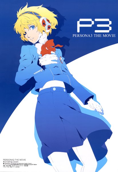 Anime picture 4079x5929 with persona 3 persona megami magazine aegis single tall image looking at viewer highres short hair blue eyes blonde hair absurdres official art girl dress gloves white gloves headphones