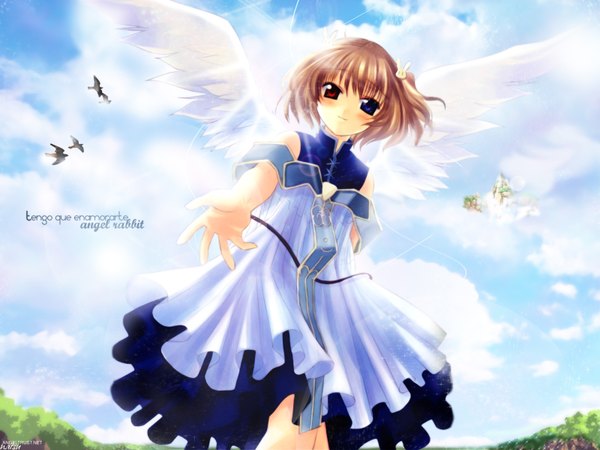 Anime picture 1600x1200 with angelic serenade lasty farson angel rabbie naruse chisato heterochromia wings