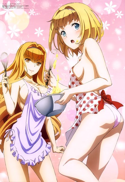 Anime picture 4095x5933 with heavy object j.c. staff megami magazine milinda brantini ohoho (heavy object) tagme (artist) long hair tall image looking at viewer blush highres short hair open mouth blue eyes light erotic blonde hair multiple girls yellow eyes absurdres official art