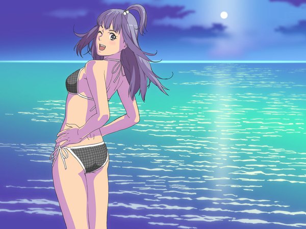 Anime picture 1024x768 with original guerilla stunt studio yamamoto nanashiki swimsuit bikini sea black bikini