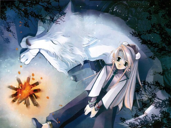 Anime picture 1280x960 with shiina yuu fire wolf tagme
