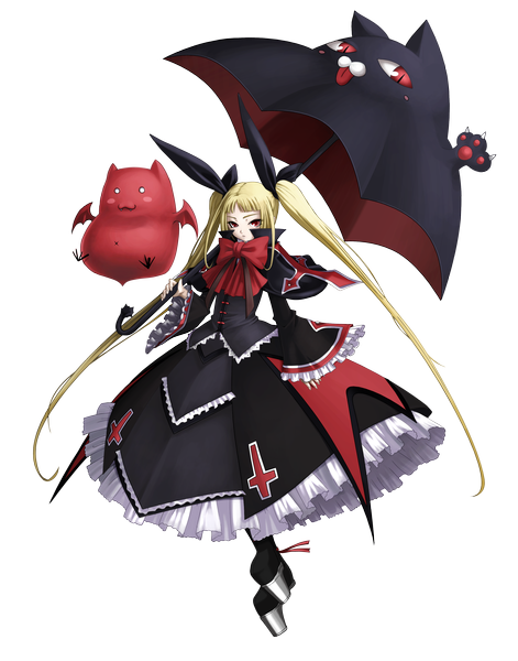 Anime picture 2747x3500 with blazblue rachel alucard single long hair tall image highres blonde hair red eyes twintails loli transparent background lolita fashion girl dress boots umbrella