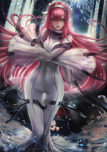 Anime-Bild 3532x5000 mit code geass darling in the franxx sunrise (studio) studio trigger c.c. zero two (darling in the franxx) axsen single long hair tall image looking at viewer blush fringe highres breasts open mouth light erotic smile hair between eyes large breasts