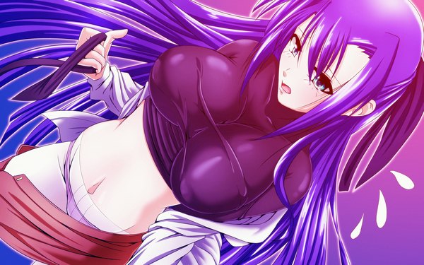 Anime picture 2560x1600 with mahou shoujo lyrical nanoha ginga nakajima tappa (esperanza) single long hair looking at viewer highres breasts open mouth blue eyes light erotic large breasts blue hair half updo girl navel underwear panties bow hair bow
