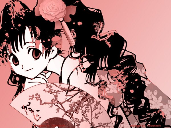 Anime picture 1024x768 with xxxholic clamp kunogi himawari japanese clothes pink background kimono