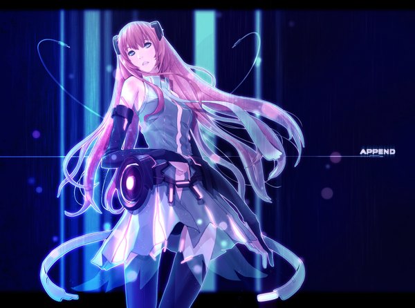 Anime picture 1500x1115 with vocaloid megurine luka magzz (artist) single long hair blue eyes pink hair girl detached sleeves