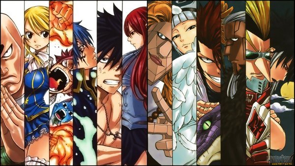 Anime picture 1920x1080 with fairy tail lucy heartfilia erza scarlet natsu dragneel gray fullbuster happy (fairy tail) jellal fernandes angel (faity tail) cobra (fairy tail) midnight (fairy tail) jura neekis zero (fairy tail) brain (fairy tail) hoteye (fairy tail) racer (fairy tail) long hair highres short hair open mouth black hair