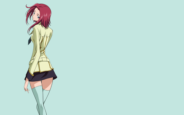 Anime picture 2560x1600 with code geass sunrise (studio) kallen stadtfeld highres wide image blue background