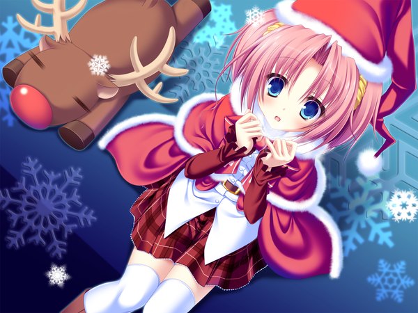 Anime picture 1920x1440 with 77 kazamai sakura mikagami mamizu blush highres christmas thighhighs