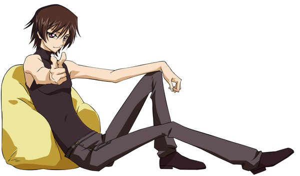 Anime picture 2070x1220 with code geass sunrise (studio) lelouch lamperouge highres wide image white background