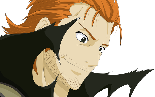 Anime picture 3840x2400 with fairy tail gildarts clive panzoom single highres short hair smile wide image absurdres black eyes orange hair coloring torn clothes close-up transparent background face vector boy cloak
