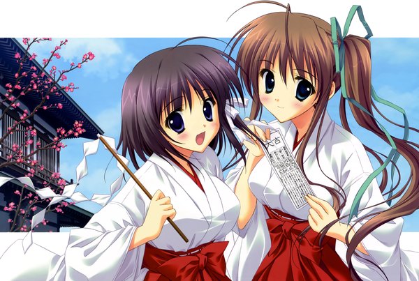 Anime picture 7079x4764 with akane iro ni somaru saka ryohka highres multiple girls japanese clothes miko girl 2 girls omikuji