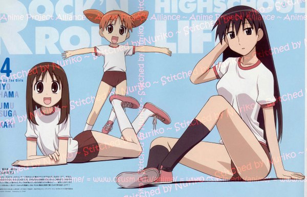 Anime picture 5130x3300 with azumanga daioh j.c. staff kasuga ayumu mihama chiyo sakaki highres signed watermark girl uniform gym uniform buruma