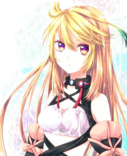 Anime picture 1800x2200 with tales of (series) tales of xillia milla maxwell riichu single long hair tall image highres blonde hair yellow eyes girl