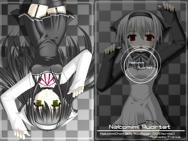 Anime picture 1600x1200 with animal ears cat girl girl tagme nekomimi quartet