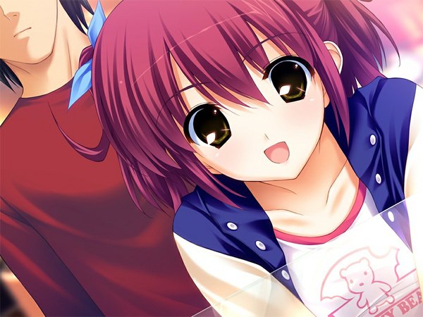 Anime picture 1024x768 with hoshiuta kuroda yui fumio (ura fmo) open mouth brown eyes game cg red hair girl