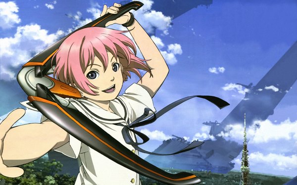Anime picture 3360x2100 with shangri-la houjou kuniko highres wide image pink hair absurdres scan girl boomerang