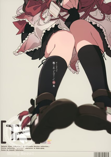 Anime picture 2487x3500 with kantai collection milky been! (ogipote) - kancolle "heroine" eshuu sendai light cruiser ogipote single tall image looking at viewer highres scan grey background depth of field remodel (kantai collection) girl dress socks shoes black socks knee socks loafers